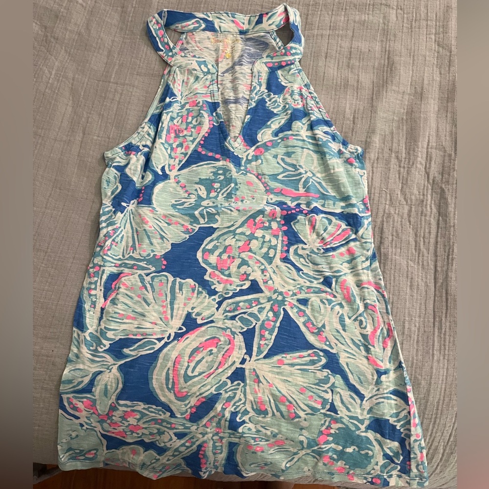 Lilly Pulitzer Blue and Pink Patterned Garment